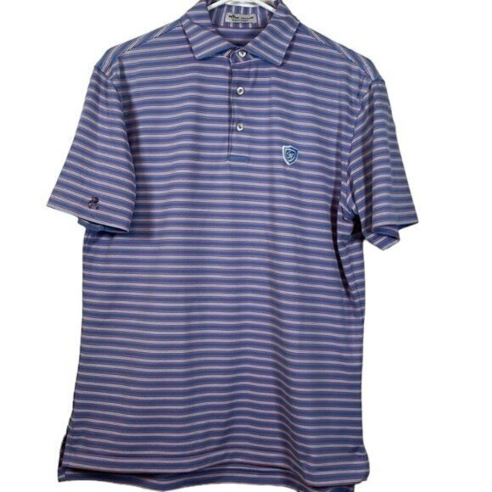 Peter Millar Golf Performance Stripe Blue Pullover Shirt Size Large #7330